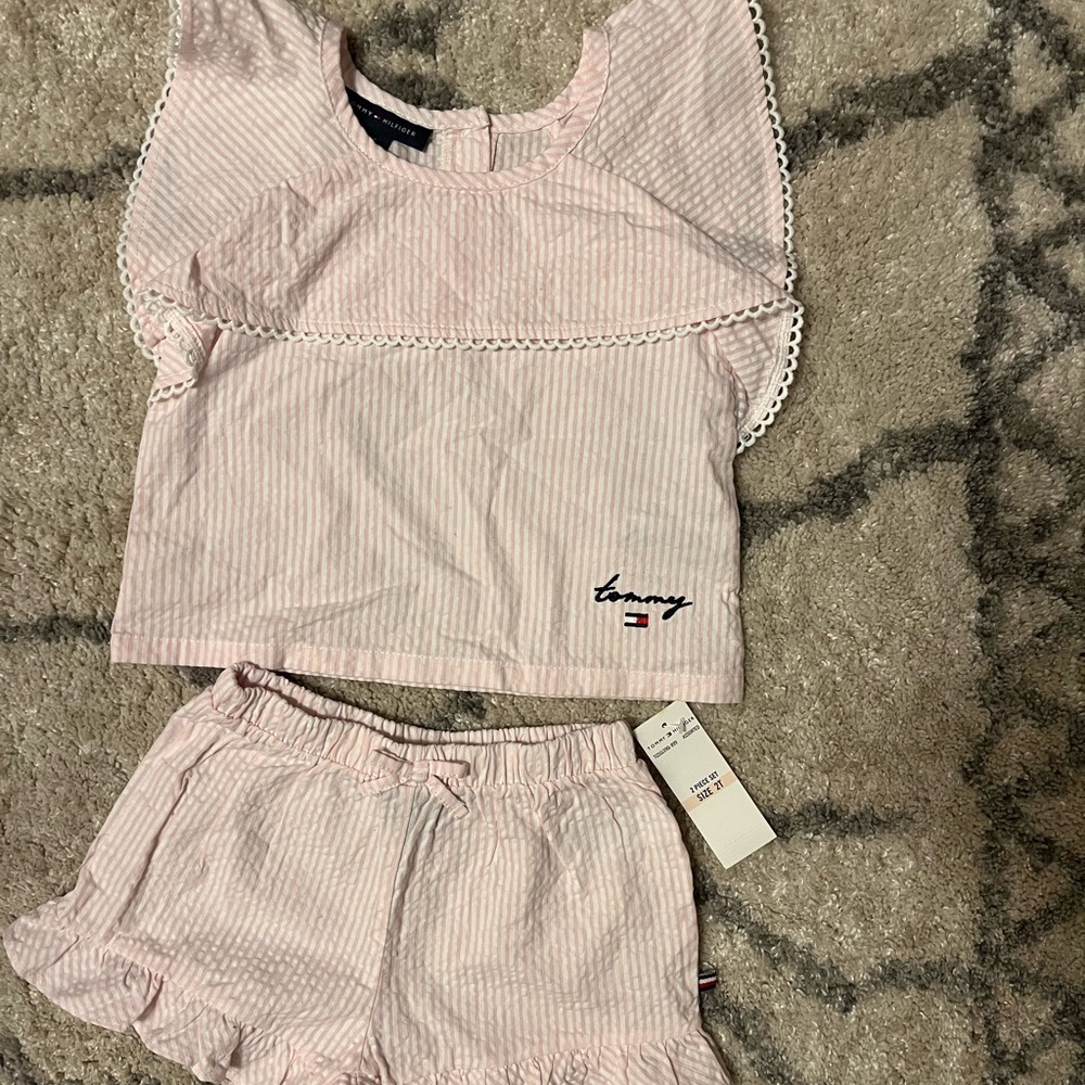 Tommy Hilfiger Pink Striped Top and Shorts Set